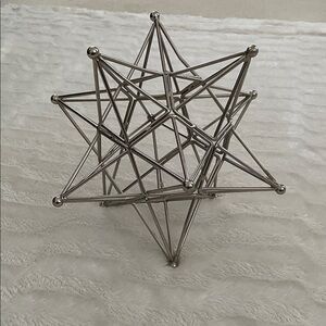 Geometric Silver Metal Sculpture